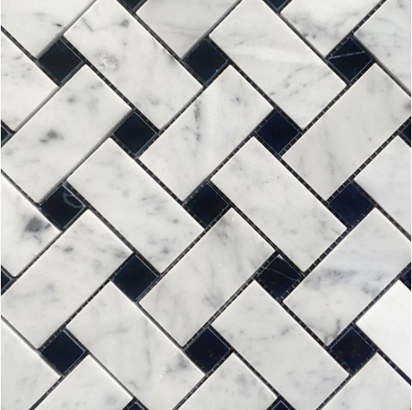 Carrara White Marble Mosaic Porcelain Tiles Nero Marquina Black Round –  QUANmosaic